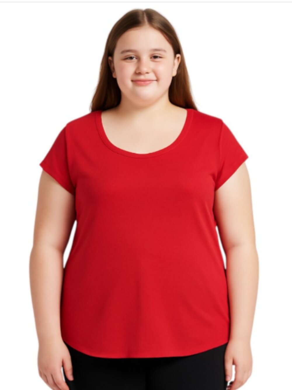No Boundaries Junior XXL T-Shirt Red Stretch Cotton Cap Sleeve Scoop Neckline